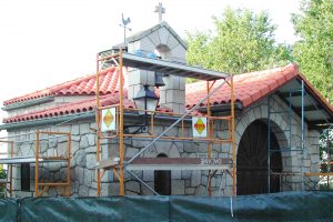 Trabajos de rehabilitación de fachada en la Ermita de la Magdalena